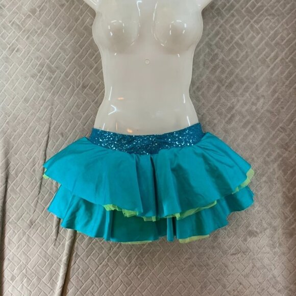 Revolution Dancewear Dresses & Skirts - Revolution Dancewear Womens S Skirt Blue Tiered Poof Ruffle Tutu Sequin Costume